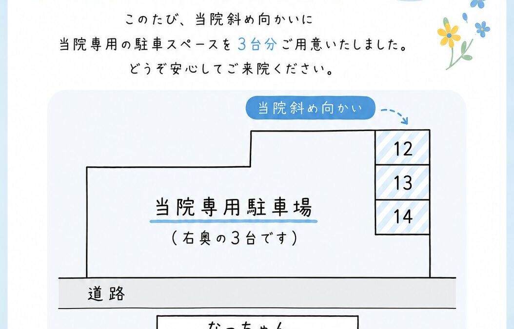 患者様専用の駐車場を新しく３台分ご用意致しました